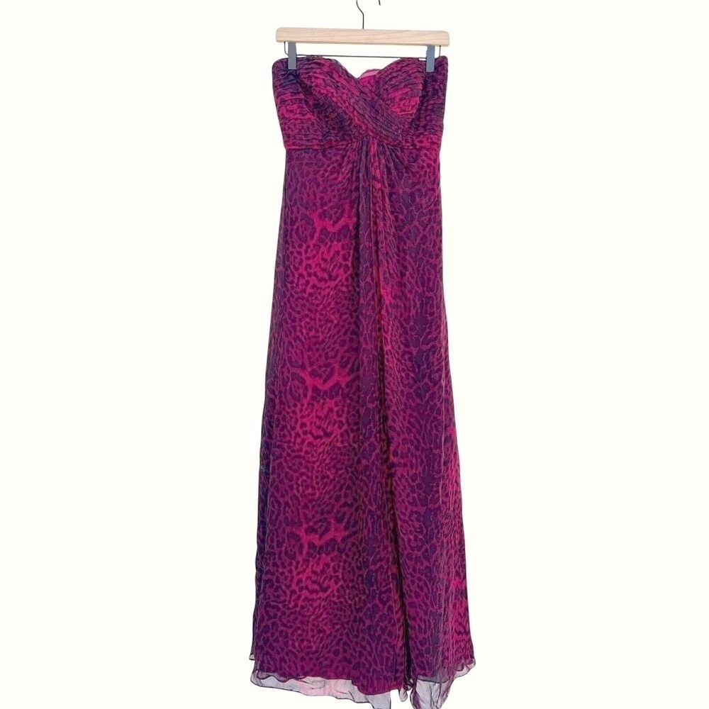 Tadashi Shoji Strapless Red Leopard‎ Print Gown ZS9150L Size 4